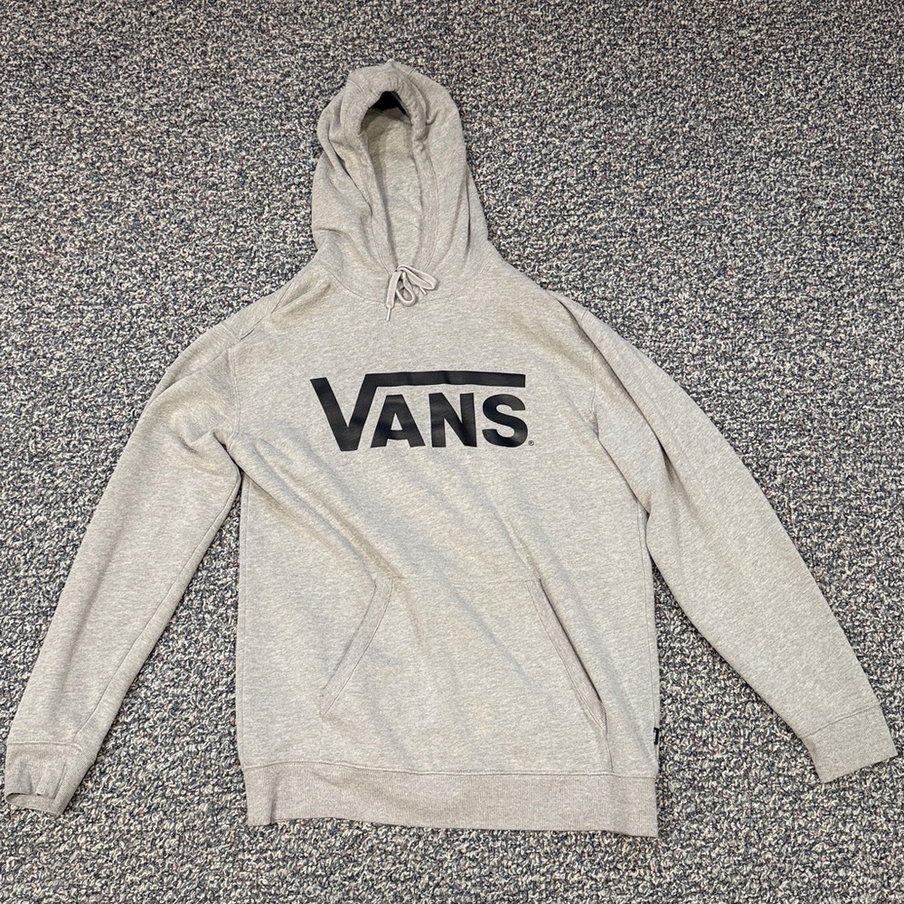 Used Vans Heather Gray Hoodie with Black Logo